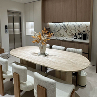 Ensemble de table à manger en pierre JinZhi, style Wabi-Sabi, travertin blanc naturel, table à manger moderne de luxe, marbre durable, élégant, salle à manger