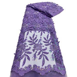 NI.AI, vestido de cuentas de tela africana de encaje con lentejuelas bordadas de color melocotón, encaje de red encantador para ropa de mujer - Product Image 4