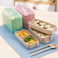 Nueva Idea de Producto 2025, Lonchera Bento de Plástico Ecológico de Triple Nivel, Portátil, Hermética, Apta para Microondas, con Logotipo Personalizado, 900 ml
