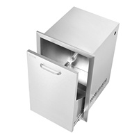 JOYEDA Cuisine extérieure moderne écologique en acier inoxydable 304 avec évier, robinet, support pour bouteille de propane, porte-sacs poubelle et triple tiroir