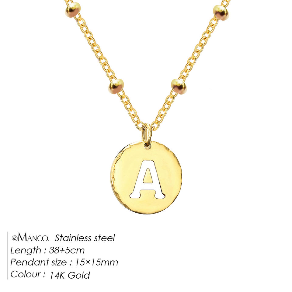 EMANCO Gold Color Stainless Steel Initial Necklace Women Dainty Link ...