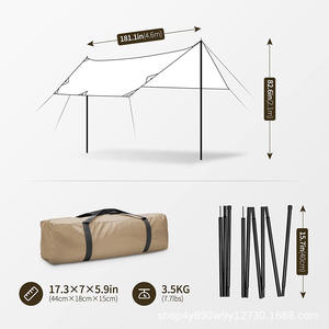 Bâche WOQI 300x460 cm carrée, imperméable, en tissu Oxford, abri de camping extérieur, couleur kaki foncé - Product Image 2