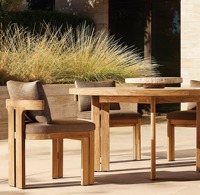 Ensemble de table à manger d'extérieur en teck, design contemporain, meubles de patio durables