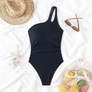 Maillot de bain une pièce personnalisé pour femme, transparent <span class=keywords><strong>noir</strong></span> uni, pour la plage et les vacances, avec patchwork et décolleté plongeant à la taille - Product Image 4