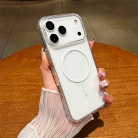 Coque de téléphone magnétique transparente fine en plastique à design simple pour iPhone 17 16 15 14 13 12 11 Pro Max