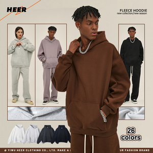 Sudadera con capucha de lana de invierno de algodón grueso de alta calidad personalizada 100% algodón de talla grande sudaderas con capucha para hombres - Product Image 2