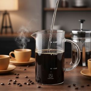 เครื่องชงกาแฟเฟรนช์เพรส ดีไซน์หรูหราทันสมัย เป็นมิตรกับสิ่งแวดล้อม ทำจากแก้วใส มีขีดบอกปริมาณ ใช้ได้กับกาแฟและชาเขียว - Product Image 1