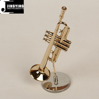 2024 Jingying Music Miniature Brass Wind Musical Instruments Model,Mini Trumpet Model Home Decoration Birthday Instrument Gift