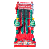 Grand toboggan aquatique gonflable Père Noël du Pôle Nord, thème sapin de Noël, pour parc d'attractions, festival d'hiver, location