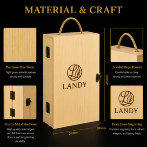 Boîte à vin <span class=keywords><strong>en</strong></span> bois de pin naturel de qualité supérieure pour 2 bouteilles, coffret cadeau avec poignée, emballage double pour vignerons, vente <span class=keywords><strong>en</strong></span> gros - Product Image 1