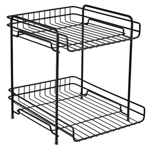 2-Tier Storage Shelf Metal Mesh Desk Organizer Document File Organizer Office Paper Tray Black