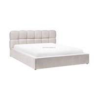 Neues Design Full Queen King Size Soft Boucle Gepolsterter Cloud Platform Bett rahmen mit hoch getuftetem Kopfteil