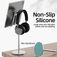 Support de tablette télescopique réglable en métal pour iPad avec support pour casque