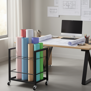 ชั้นวางเอกสารแบบเคลื่อนย้ายได้ 12 ช่อง สำหรับจัดเก็บแบบม้วน สำหรับสถาปนิก สำนักงาน  วัสดุโลหะ เหล็กกล้าคาร์บอน แบบตั้งพื้น - Product Image 2