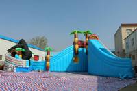 WINSUN Toboggan aquatique gonflable géant Jungle Adventure en PVC, certifié CE, ignifuge, sans plomb, étanche et durable pour parc aquatique et piscine