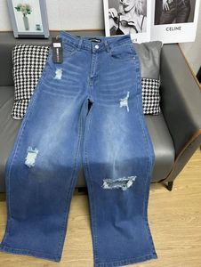 <span class=keywords><strong>Jean</strong></span> en denim unisexe vintage brodé effet vieilli, coupe oversize et ample, avec fermeture éclair décorative, <span class=keywords><strong>taille</strong></span> mi-haute, style décontracté droit pour l'été - Product Image 3