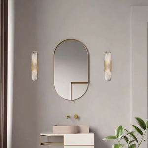 مصباح جداري نحاسي للديكور الداخلي، إضاءة LED رخامية عصرية فاخرة للفنادق - Product Image 6