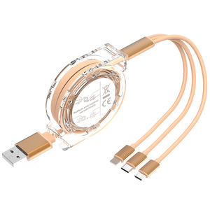 Transparente un arrastre tres cable de datos telescópico tres en uno teléfono móvil universal línea de carga rápida al por mayor nuevo - Product Image 4