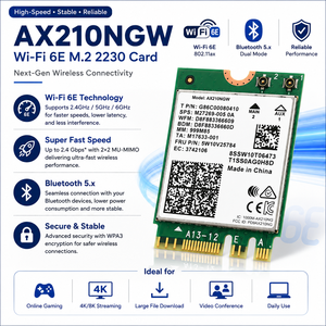 Carte réseau sans fil <span class=keywords><strong>Intel</strong></span> <span class=keywords><strong>AX210NGW</strong></span> 802.11ac 802.11ax BT5.3 Tri-bande 2.4G 5G 6G NGFF M.2 5400M Wifi 6E Adaptateur Ethernet - Product Image 2