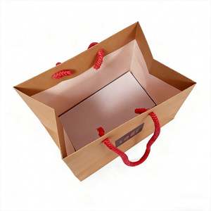 Sacs en papier de luxe avec poignée en ruban |   Emballage personnalisé avec logo imprimé pour bijoux, cosmétiques, promotion en supermarché - Product Image 1