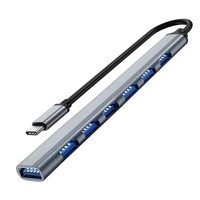 Base de Conexión JMAX 7 en 1, Divisor USB de 7 Puertos, 5Gbps USB3.0 USB2.0, Adaptador de Corriente, Expansor Múltiple para PC