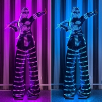 Traje de Robot Bailarín con Luces LED para Mujer, Incluye Casco, Perfecto para Espectáculos, Fiestas y Eventos