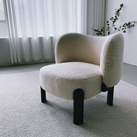 Fauteuil simple en tissu bouclé beige style nordique, chaise de loisirs contemporaine et durable pour hôtel, appartement, salon et bureau à domicile