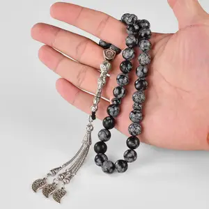 YS325 फैक्टरी थोक उच्च गुणवत्ता कस्टम मेड इस्लामी मुस्लिम 33 Tasbih प्रार्थना मोती मुस्लिम हिमपात का एक खंड पत्थर माला