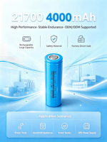 Batterie au lithium de qualité supérieure en vrac 21700 4000mAh 3.7V 3C NCM Grade A pour outils électriques et perceuses