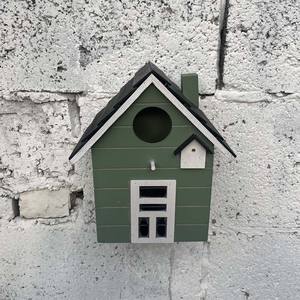 Massief Houten Buitenkooi Voor Huisdieren Met Knoopsluiting Decoratief Vogelhuisje Voor Bluebirds Mussen Hangende Vogelnestcottage-Meubels - Product Image 5