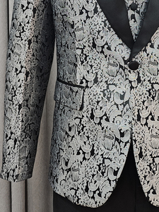 Traje de esmoquin ajustado para hombre, 3 piezas, diseño Floral de doble botonadura, solapa chal transpirable para bodas y cenas - Product Image 4