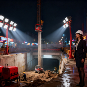 Torre de iluminación portátil industrial Faro móvil giratorio de 360 grados en remolque Clasificación IP65 para uso en carreteras de jardín - Product Image 5