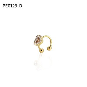 Pendientes de Clip con Forma de Corazón de Cristal y Baguette PE0123 para Mujer, Sin Perforación, Clip de Oreja en Forma de U, Plata y Oro - Product Image 2