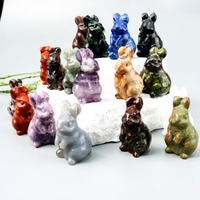 Ornement Lapin Pierre en Agate Multicolore Sculpté à la Main, Gravé et Poli, pour Décoration Maison et Voiture, Idéal Cadeau (Vente en Gros)