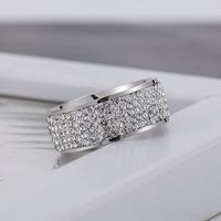 Anillo de acero inoxidable con múltiples filas de circonitas, joyería unisex, regalo para pareja, diseño elegante y moderno