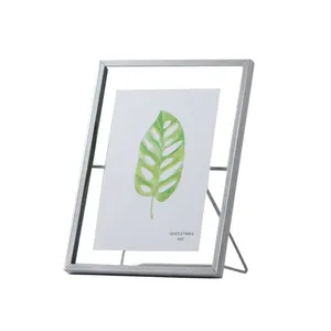Picture Frames Gold Metal Photo Frame Decor With Plexiglass Cover High Definition Glass Desk Pictures Display