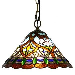 LongHuiJing 12 Inch Tiffany Style Chandelier Vintage Stained Glass Lamp Farmhouse Decor Gallery Baroque Ceiling Chandelier - Product Image 1