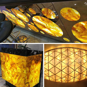 Custom Translucent Artificial Stone Bar Counter Artificial Translucent Stone <strong>Slab</strong> Luxury Natural Textured Amber Quartzite <strong>Slab</strong> - Product Image 3