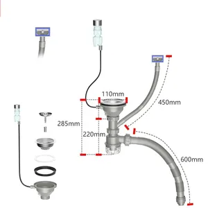 Neue 110/114/140mm Spüle Abtropffläche mit Schalters teuerung Edelstahl Küchen spüle Sieb Kunststoff Küchen spüle Abflussrohr