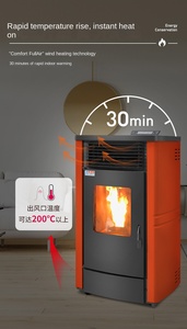 Steel Construction Freestanding Wood Pellet <b>Stove</b> Automatic Ignition Large Hopper 11.2KW Heating Power 15Kg Fuel Tank Bathroom - Product Image 5