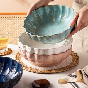 Chinese Household Food Salad Soup Bowl Poached Ceramic Large for Restaurant - Product Image 1