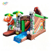 Château gonflable commercial avec toboggan et structure d'adventure dinosaure en PVC pour location événementielle