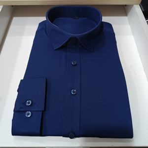 Camisas de Vestir Blancas de Lujo al por Mayor, Camisas de Hombre Manga <span class=keywords><strong>Larga</strong></span>, Corte Entallado, Color Sólido, Camisas Formales Extra Grandes para Hombre - Product Image 4
