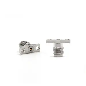 Conector de acero inoxidable de alta calidad, longitud personalizada, 0-40G, 2,92mm, recta, hembra, 2 agujeros, brida PCB