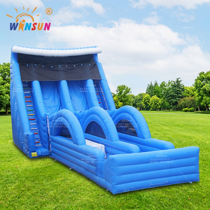 WINSUN Giant Blue <b>Inflatable</b> Water Slide with Dual Lanes Climbing Ladder Commercial Grade Outdoor Playground Equipment Sale - Product Image 1