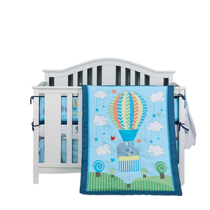 Ensemble de literie pour lit bébé 3 pièces, design cartoon (100% polyester tissé, couette + drap + jupe de lit), non toxique, imperméable - Product Image 1