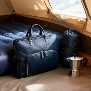 男性用フルグレインレザーブリーフケースビジネストラベルケースメッセンジャーバッグフィット14インチラップトップ - Product Image 4