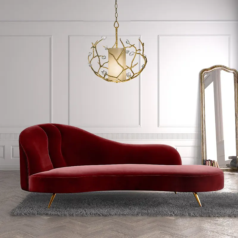 2021 moda design moderno espera sofá de veludo C forma armação de metal fabricantes de sofás de couro