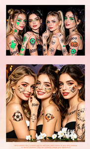 Adesivi per Tatuaggi di Calcio Fluorescenti, Tatuaggi Temporanei Impermeabili a Cartoni Animati per Bambini, Halloween - Product Image 5