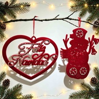 Pendentif Lettre de Noël en Plastique Floqué Rouge Vin, Décoration Joyeux Noël, Ornement pour Arbre de Noël, à Suspendre à l'Armoire